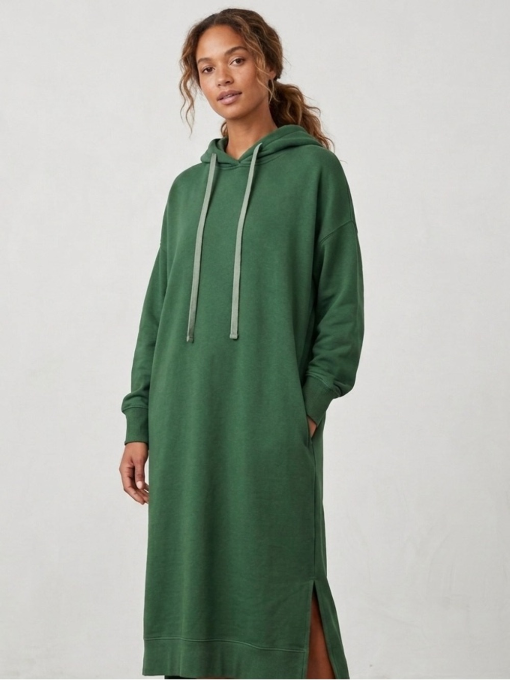 NAP Loungewear Green Oversized Side-Slit Hoodie Sweatshirt Dress S